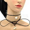 Oro Laminado Fancy Necklace, Gold Filled Style Choker and Ball Design, with Ivory Pearl, Polished, Golden Finish, 04.215.0014.72