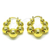 Oro Laminado Medium Hoop, Gold Filled Style Ball and Hollow Design, Polished, Golden Finish, 02.341.0184.28
