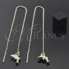 Oro Laminado Threader Earring, Gold Filled Style Dolphin Design, Golden Finish, 5.122.015