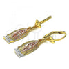 Oro Laminado Dangle Earring, Gold Filled Style Guadalupe Design, Polished, Tricolor, 02.351.0010