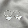 Sterling Silver Small Hoop, Butterfly Design, Polished, Silver Finish, 02.401.0016.15