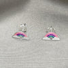 Sterling Silver Stud Earring, Pink Enamel Finish, Silver Finish, 02.406.0010.03