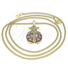Oro Laminado Pendant Necklace, Gold Filled Style Ladybug Design, with White and Ruby Micro Pave, Polished, Golden Finish, 04.210.0053.20
