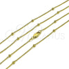 Oro Laminado Basic Necklace, Gold Filled Style Rolo and Ball Design, Polished, Golden Finish, 04.213.0248.16