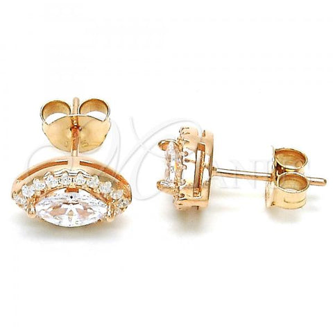 Sterling Silver Stud Earring, with White Cubic Zirconia, Polished, Rose Gold Finish, 02.286.0022.1