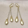 Oro Laminado Long Earring, Gold Filled Style with Cubic Zirconia, Golden Finish, 5.101.005