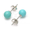 Sterling Silver Stud Earring, Ball Design, Polished, Rhodium Finish, 02.63.2696