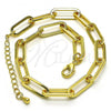 Oro Laminado Basic Anklet, Gold Filled Style Paperclip Design, Polished, Golden Finish, 04.378.0001.10