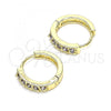 Oro Laminado Huggie Hoop, Gold Filled Style with Amethyst Cubic Zirconia, Polished, Golden Finish, 02.210.0637.3.12
