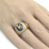 Oro Laminado Mens Ring, Gold Filled Style Hand and Bird Design, Black Enamel Finish, Golden Finish, 01.185.0010.12 (Size 12)