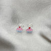 Sterling Silver Stud Earring, Cupcake Design, Pink Enamel Finish, Silver Finish, 02.406.0009.01