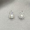 Sterling Silver Stud Earring, Flower Design, with White Crystal, Polished, Silver Finish, 02.406.0018.03