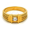 Oro Laminado Mens Ring, Gold Filled Style Solitaire Design, with White Cubic Zirconia, Polished, Golden Finish, 5.175.028.08 (Size 8)