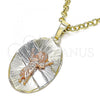 Oro Laminado Religious Pendant, Gold Filled Style Divino Niño Design, Diamond Cutting Finish, Tricolor, 05.380.0120