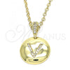 Oro Laminado Fancy Pendant, Gold Filled Style Initials Design, with White Cubic Zirconia, Polished, Golden Finish, 05.341.0015