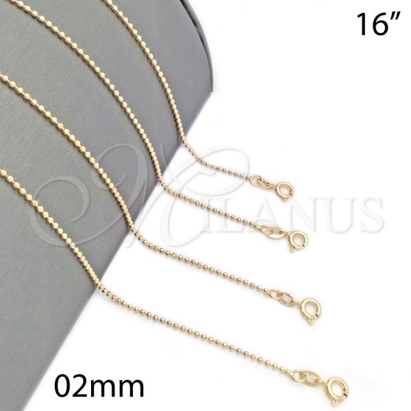 Oro Laminado Basic Necklace, Gold Filled Style Ball Design, Polished, Golden Finish, 04.58.0009.16