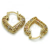 Oro Laminado Small Hoop, Gold Filled Style Heart Design, Polished, Tricolor, 02.102.0010.25