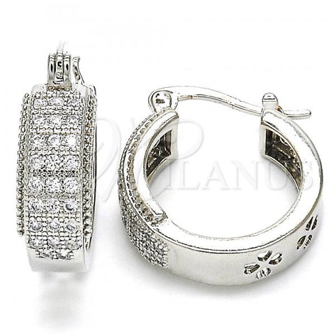 Rhodium Plated Small Hoop, with White Cubic Zirconia, Polished, Rhodium Finish, 02.210.0274.4.20