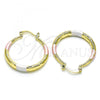 Oro Laminado Medium Hoop, Gold Filled Style Hollow Design, Diamond Cutting Finish, Tricolor, 02.213.0441.1.30