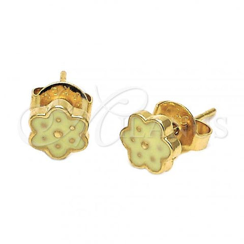 Oro Laminado Stud Earring, Gold Filled Style Flower Design, Yellow Enamel Finish, Golden Finish, 02.64.0363 *PROMO*