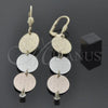 Oro Laminado Long Earring, Gold Filled Style with White Cubic Zirconia, Diamond Cutting Finish, Tricolor, 5.087.011