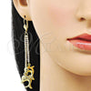 Oro Laminado Long Earring, Gold Filled Style Dolphin Design, with Cubic Zirconia, Golden Finish, 5.067.001