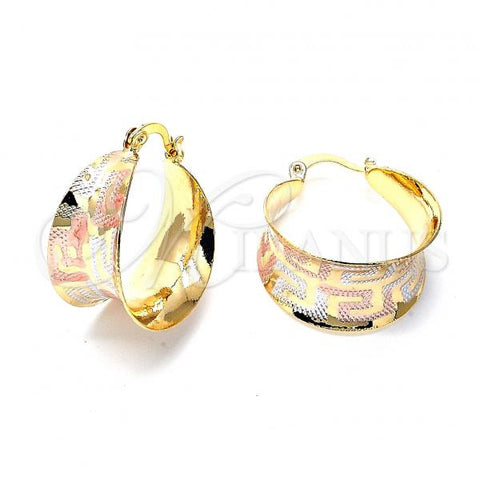 Oro Laminado Small Hoop, Gold Filled Style Diamond Cutting Finish, Tricolor, 5.150.021.3