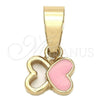 Oro Laminado Fancy Pendant, Gold Filled Style Butterfly Design, Pink Enamel Finish, Golden Finish, 05.163.0063