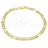 Oro Laminado Basic Anklet, Gold Filled Style Figaro Design, Polished, Golden Finish, 04.63.0118.10