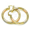 Oro Laminado Medium Hoop, Gold Filled Style Diamond Cutting Finish, Tricolor, 02.170.0109.1.40