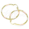 Oro Laminado Large Hoop, Gold Filled Style Diamond Cutting Finish, Tricolor, 02.213.0156.1.50