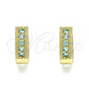 Oro Laminado Huggie Hoop, Gold Filled Style with Aqua Blue Cubic Zirconia, Polished, Golden Finish, 02.210.0635.2.15