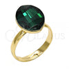 Oro Laminado Multi Stone Ring, Gold Filled Style with Emerald Swarovski Crystals, Polished, Golden Finish, 01.239.0008.9 (One size fits all)