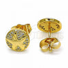 Oro Laminado Stud Earring, Gold Filled Style with White Cubic Zirconia, Polished, Golden Finish, 02.344.0035