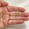 Oro Laminado Fancy Pendant, Gold Filled Style Initials Design, Polished, Golden Finish, 05.02.0069.13