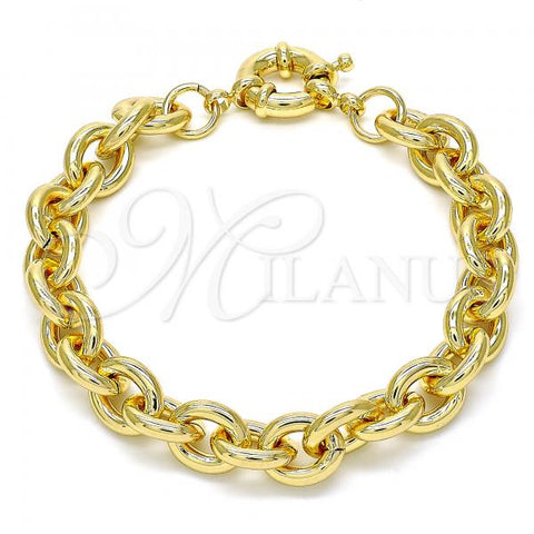 Oro Laminado Basic Bracelet, Gold Filled Style Rolo Design, Polished, Golden Finish, 03.319.0009.08