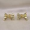 Oro Laminado Stud Earring, Gold Filled Style Bow Design, Polished, Golden Finish, 02.341.0193
