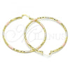 Oro Laminado Extra Large Hoop, Gold Filled Style Diamond Cutting Finish, Tricolor, 02.213.0156.1.70