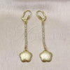 Oro Laminado Long Earring, Gold Filled Style Flower Design, with Cubic Zirconia, Golden Finish, 5.101.003