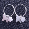 Sterling Silver Small Hoop, Flower and Butterfly Design, Polished, Silver Finish, 02.402.0025.15