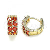 Oro Laminado Huggie Hoop, Gold Filled Style with Garnet Cubic Zirconia, Polished, Golden Finish, 02.210.0615.12