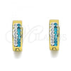 Stainless Steel Huggie Hoop, with Aqua Blue and White Crystal, Polished, Golden Finish, 02.230.0072.5.12