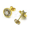 Oro Laminado Stud Earring, Gold Filled Style with White Cubic Zirconia, Polished, Golden Finish, 02.342.0188