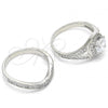 Oro Laminado Wedding Ring, Gold Filled Style Duo Design, Polished, Rhodium Finish, 01.284.0022.1.07 (Size 7)