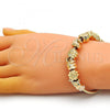 Oro Laminado Fancy Bracelet, Gold Filled Style Elephant and Four-leaf Clover Design, Polished, Golden Finish, 03.63.2262.07