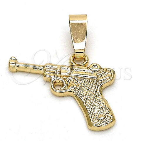 Oro Laminado Fancy Pendant, Gold Filled Style Diamond Cutting Finish, Golden Finish, 5.181.038