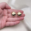 Oro Laminado Stud Earring, Gold Filled Style Chunky Design, Polished, Golden Finish, 02.385.0047