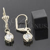 Oro Laminado Dangle Earring, Gold Filled Style with White Cubic Zirconia, Polished, Golden Finish, 5.083.012.1