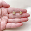 Oro Laminado Stud Earring, Gold Filled Style Flower Design, Polished, Golden Finish, 02.170.0532