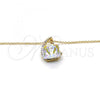 Oro Laminado Pendant Necklace, Gold Filled Style Rolo Design, with Aurore Boreale Swarovski Crystals and Aurore Boreale Pearl, Polished, Golden Finish, 04.239.0039.7.16